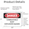 Signmission Combustible Dust Explosion Hazard Danger Sign, Vinyl Decal, 10in W x 7in L, 2PK OS-2PACK-DS-D-710-L-1831 - alternate 2